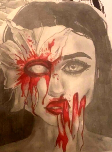 Blood Lily 210mm x 297mm (Biro and pencil)
