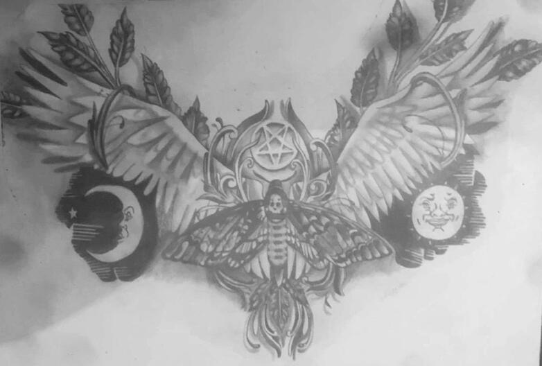Deathhawk Moth 420mm x 297mm (Pencil)