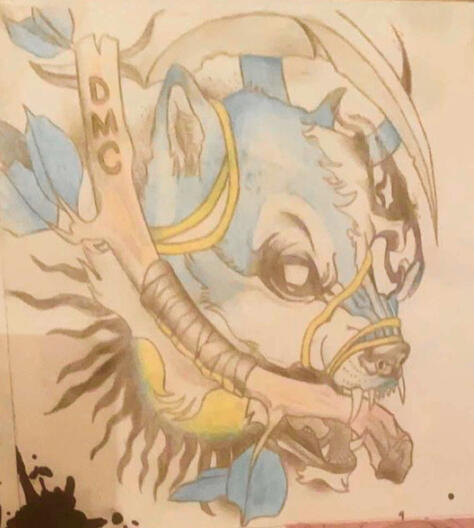 Half Dead Wolf 210mm x 297mm (colour pencil)